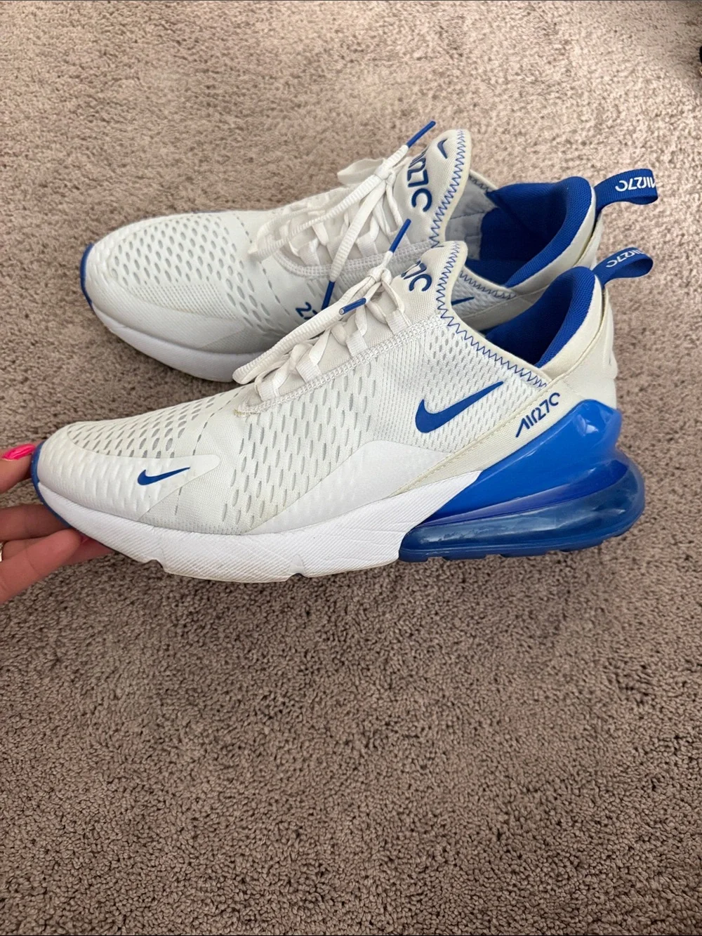 Nike White & Blue Air Max 270 Shoes! Very good condition ! Size 13